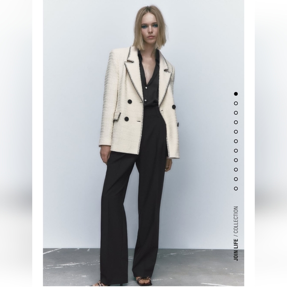 NWT Zara topstiched double breasted blazer - Picture 3 of 14